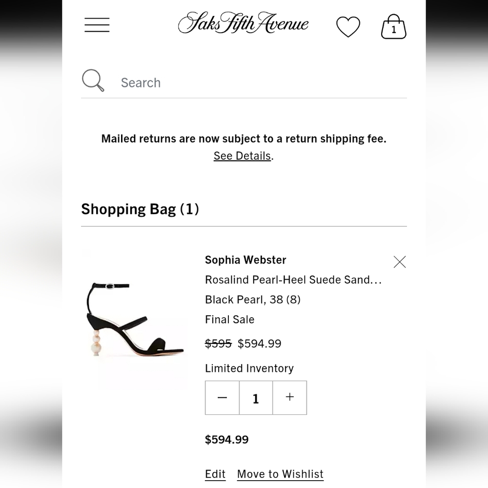 💯Authentic Sophia Webster Rosalind Pearl-Heel Black Suede Sandal - Picture 15 of 16